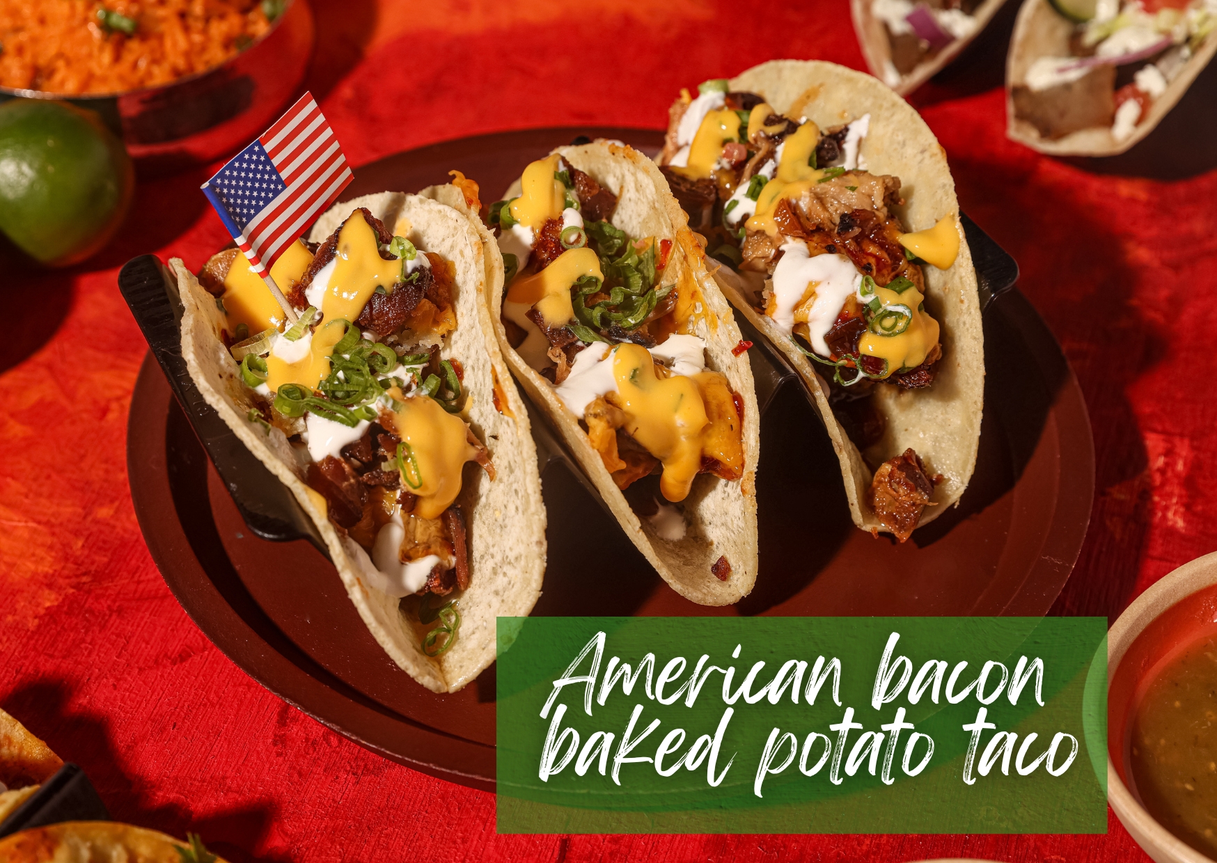 American bacon baked potato taco